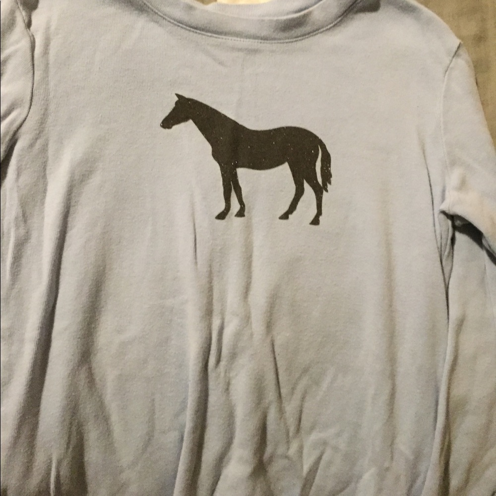 Lands'end light blue horse with sparkles tshirt